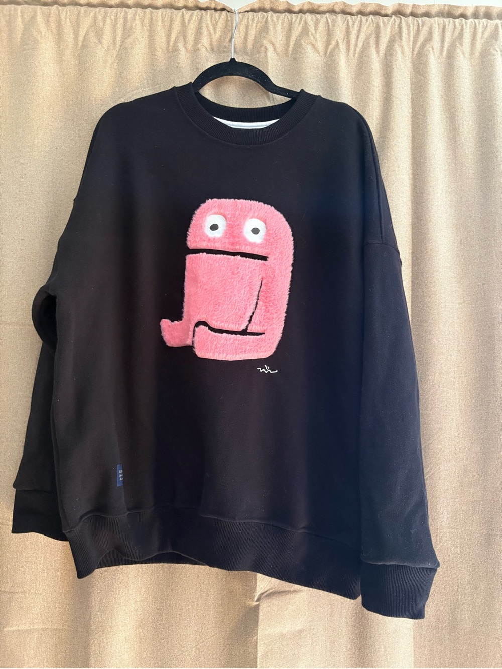 Groundwork Black Unisex Sweatshirt with Pink Fuzzy Graphic